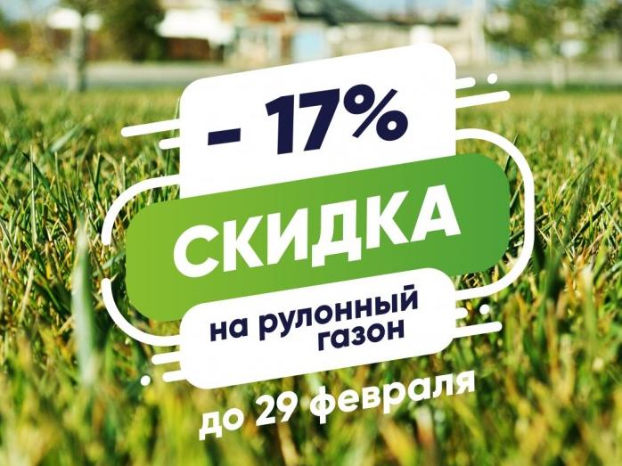 Скидки на рулонный газон -17% в феврале